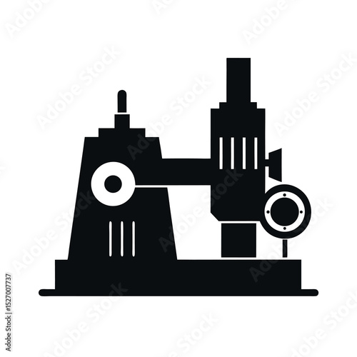 Boring Machine Black Silhouette Vector