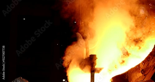 The molten metal is poured into the mold. Melting furnace for cast iron and steel and liquid metal.	