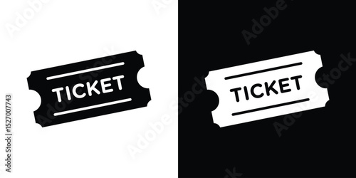 Event ticket icon in flat version on black and white background