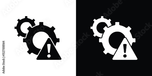 Failure icon in flat version on black and white background