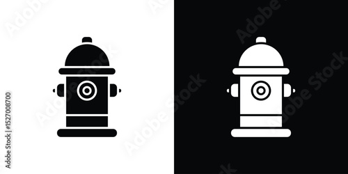 Fire hydrant icon in flat version on black and white background