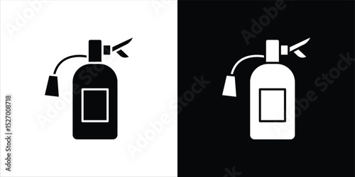 Fire extinguisher icon in flat version on black and white background