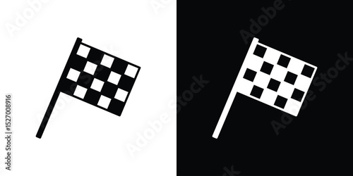 Flag checkered icon in flat version on black and white background