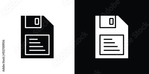 Floppy disk icon in flat version on black and white background