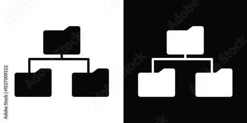 Folder tree icon in flat version on black and white background