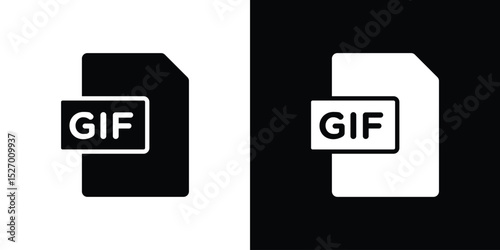 Gif icon in flat version on black and white background