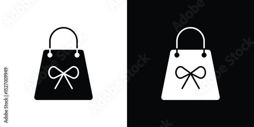 Gift bag icon in flat version on black and white background