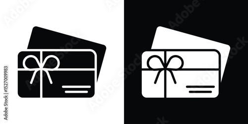 Gift card icon in flat version on black and white background