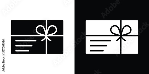 Gift card icon in flat version on black and white background