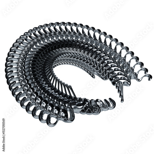 Metallic 3D Effect model abstract. Silver gear model. Stunning Metallic Shapes.