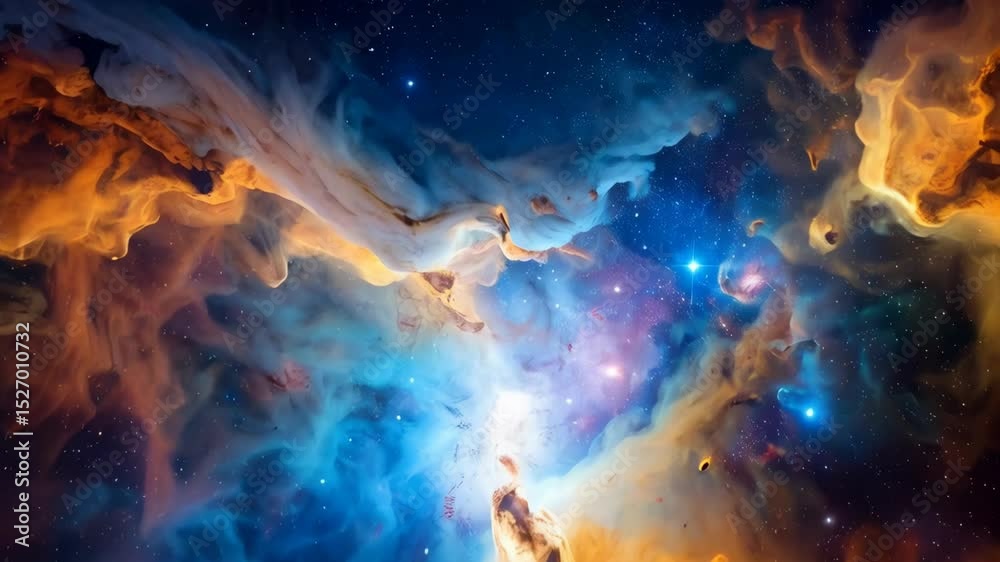 Spectacular deep space nebula formation with vibrant cosmic clouds of gas and dust, stars twinkling in a breathtaking interstellar view, astronomy, cosmos, universe