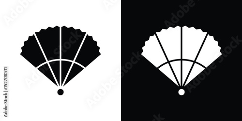 Hand fan icon in flat version on black and white background