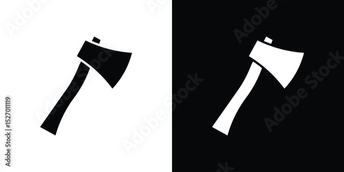Hatchet icon in flat version on black and white background