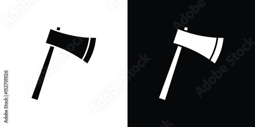 Hatchet icon in flat version on black and white background