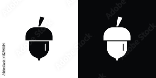 Hazelnut icon in flat version on black and white background