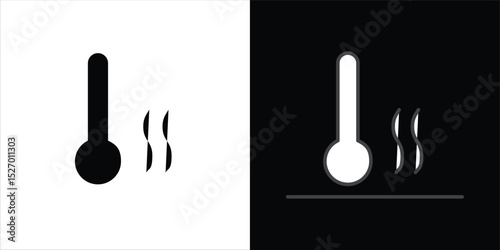 Heat icon in flat version on black and white background