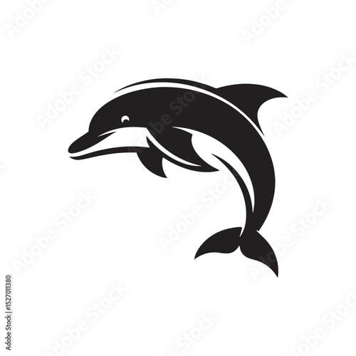 **"Playful Dolphin Vector Silhouette: Sleek Marine Mammal Design Featuring Curved Body, Dynamic Pose, and Oceanic Grace in Clean, Minimalist Style for Crafts and Digital Art"**
