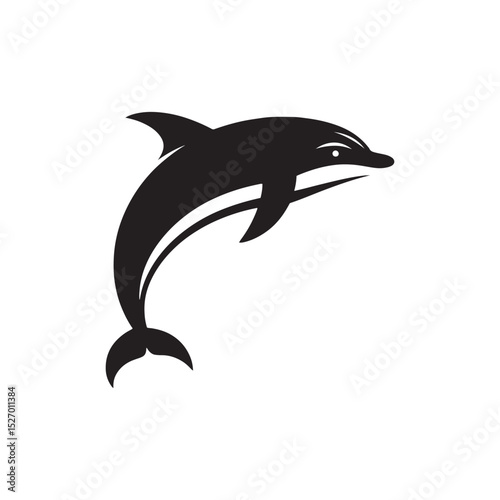 **"Playful Dolphin Vector Silhouette: Sleek Marine Mammal Design Featuring Curved Body, Dynamic Pose, and Oceanic Grace in Clean, Minimalist Style for Crafts and Digital Art"**

