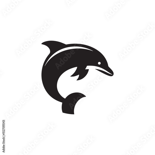 **"Playful Dolphin Vector Silhouette: Sleek Marine Mammal Design Featuring Curved Body, Dynamic Pose, and Oceanic Grace in Clean, Minimalist Style for Crafts and Digital Art"**
