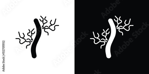 Human artery icon in flat version on black and white background