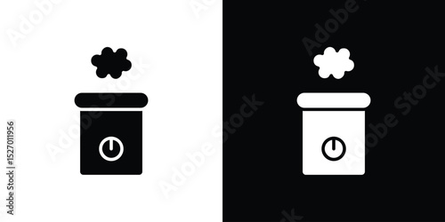 Humidifier icon in flat version on black and white background