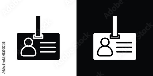 ID badge icon in flat version on black and white background