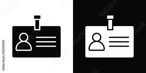 ID badge icon in flat version on black and white background