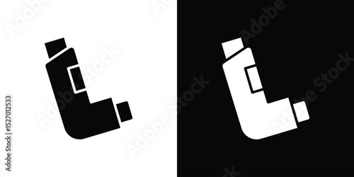 Inhaler icon in flat version on black and white background