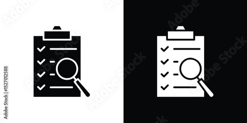 Inspection icon in flat version on black and white background