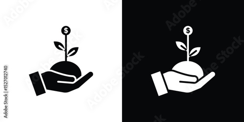 Investment icon in flat version on black and white background