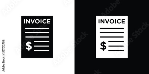 Invoice icon in flat version on black and white background