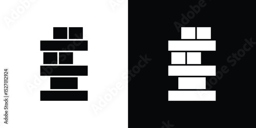 Jenga icon in flat version on black and white background