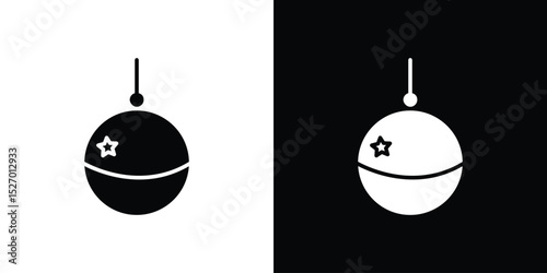 Jingle bell icon in flat version on black and white background