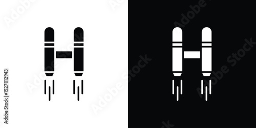 Jetpack icon in flat version on black and white background