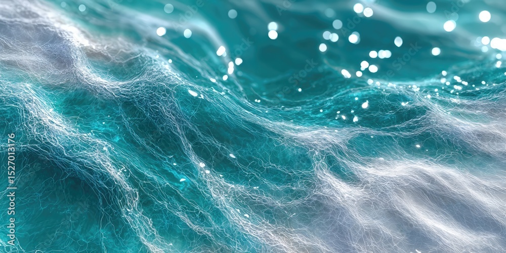Fototapeta premium Teal Ocean Waves With Luminous Highlights, Showcasing Serenity and the Power of Nature for Environmental Awareness Campaigns : Generative AI