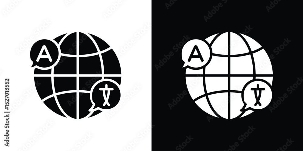 Fototapeta premium Language icon in flat version on black and white background