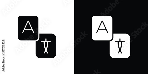 Language icon in flat version on black and white background