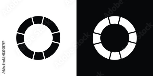 Life buoy icon in flat version on black and white background