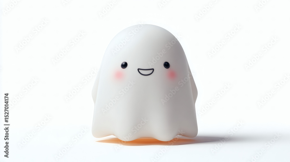 Fototapeta premium Cute cartoon ghost character isolated on white background