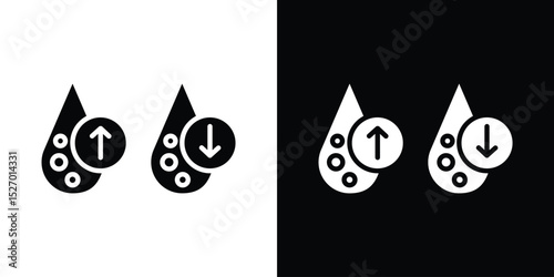 Low and high cholesterol icon in flat version on black and white background