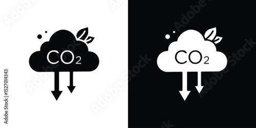 Low carbon dioxide icon in flat version on black and white background