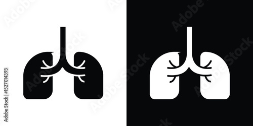 Lung icon in flat version on black and white background