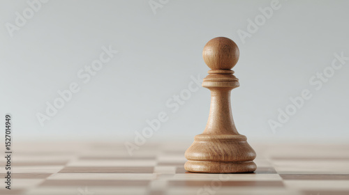 vertical chess pawn on empty chessboard symbolizing uncertainty in game