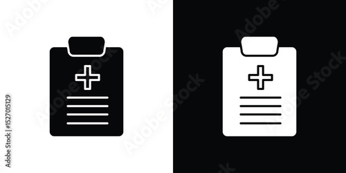 Medical history icon in flat version on black and white background