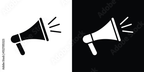 Megaphone icon in flat version on black and white background