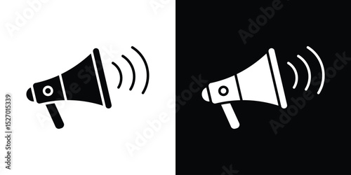 Megaphone icon in flat version on black and white background