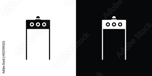 Metal detector icon in flat version on black and white background