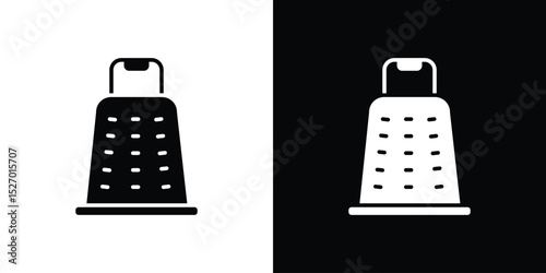 Microplane grater icon in flat version on black and white background
