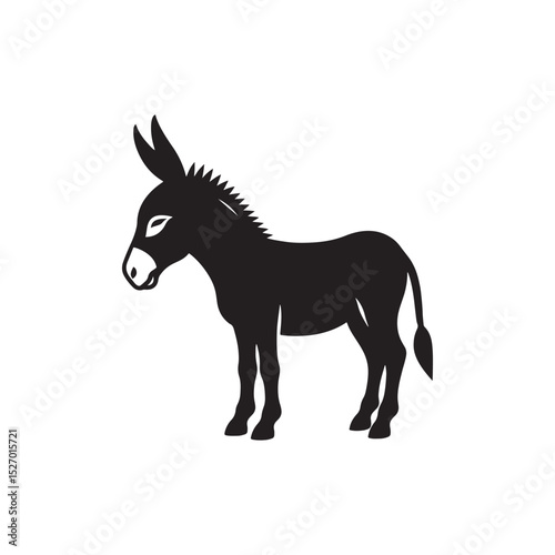 **"Charming Donkey Vector Silhouette: Rustic Farm Animal Design Featuring Distinctive Ears, Sturdy Frame, and Gentle Stance in Clean, Minimalist Style for Crafts and Digital Art"**
