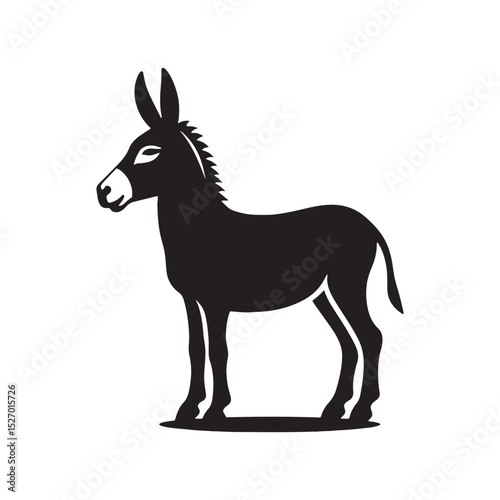 **"Charming Donkey Vector Silhouette: Rustic Farm Animal Design Featuring Distinctive Ears, Sturdy Frame, and Gentle Stance in Clean, Minimalist Style for Crafts and Digital Art"**
